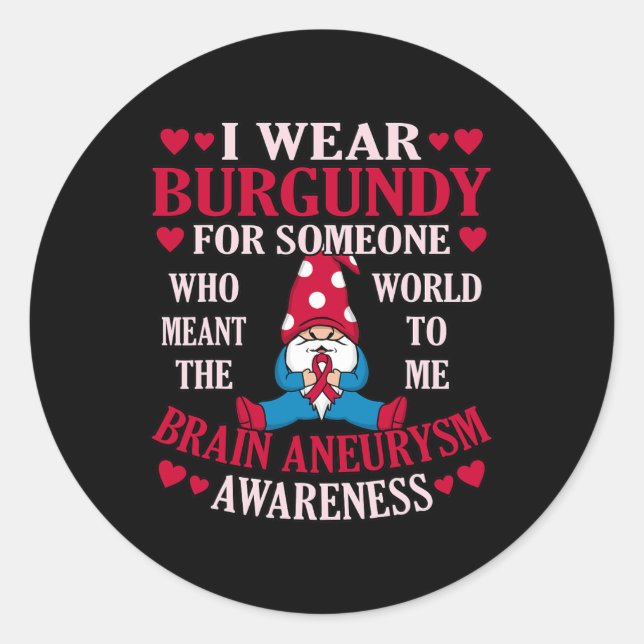 Pegatina Redonda Usa Borgoña Para Alguien Concienciación Sobre El A (Anverso)