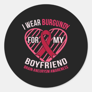 Pegatina Redonda Usa Borgoña Para Awarene Aneurysm Brain Boyfriend