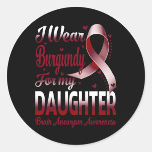 Pegatina Redonda Usa Borgoña Para Mi Hija Con Conciencia De Aneurys