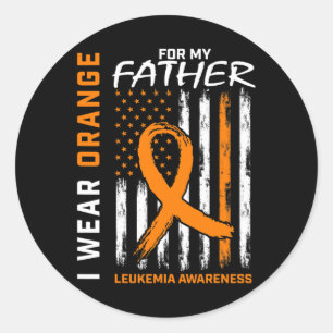 Pegatina Redonda Usa el Naranja Padre Papá Leukemia Sensibilización