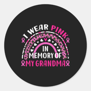 Pegatina Redonda Usa El Rosa En Memoria De Mi Abuela, El Cáncer De