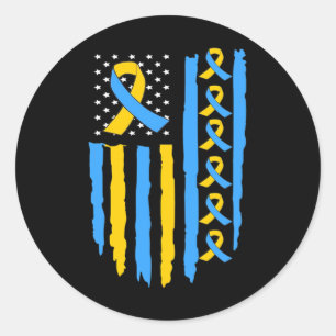 Pegatina Redonda Usa Flag Down Syndrome Awareness Dad