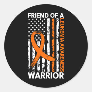 Pegatina Redonda USA Flag Leukemia Awareness Mono Estadounidense