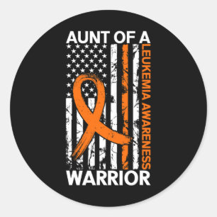 Pegatina Redonda USA Flag Leukemia Awareness Mono Estadounidense