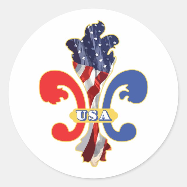 Pegatina Redonda USA Fleur de lis (Anverso)