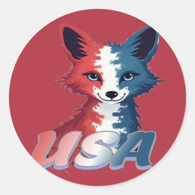 Pegatina Redonda USA Fox (Anverso)