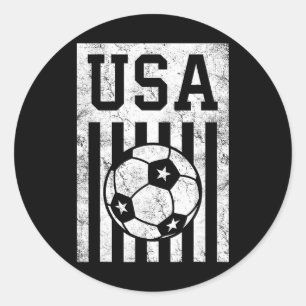 Pegatina Redonda Usa Fútbol Bandera Americana Mujeres Hombres Niños