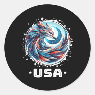 Pegatina Redonda Usa Go United States Winter Sport Equipo Estadouni