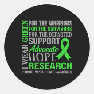 Pegatina Redonda Usa Green Mental Health Awareness Support Graph