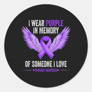Pegatina Redonda Usa Morado En Memoria De Alguien A Quien Amo La So