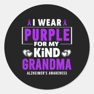 Pegatina Redonda Usa morado para el conocimiento de mi abuela Alzhe