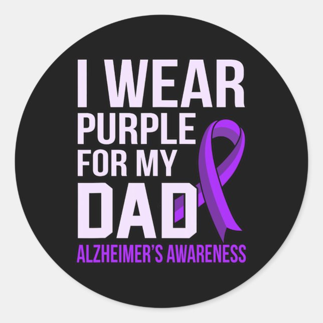 Pegatina Redonda Usa morado para papá Alzheimer de la cinta G de co (Anverso)
