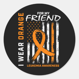 Pegatina Redonda Usa Naranja Para Mi Amigo Leukemia Awareness Ameri