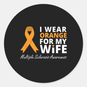 Pegatina Redonda Usa Naranja Para Mi Esposa Ms Awareness Ribbon