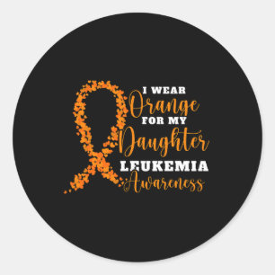Pegatina Redonda Usa Naranja Para Mi Hija. Naranja Leukemia Aware