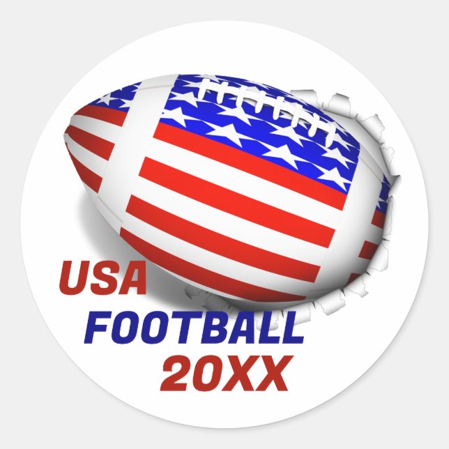 Pegatina Redonda USA Patriotic Football Sports (Anverso)