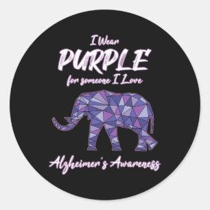 Pegatina Redonda Usa Púrpura Para Alguien Que Amo Alzheimerheimer A
