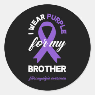 Pegatina Redonda Usa Púrpura Para Mi Hermano Fibromialgia Concienci