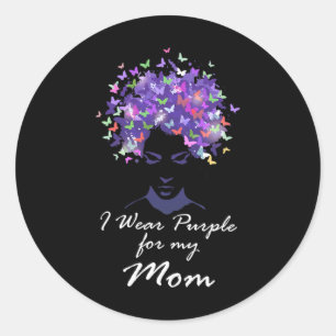 Pegatina Redonda Usa Púrpura Para Mi Mamá Apoyo Familiar Alzheimerh