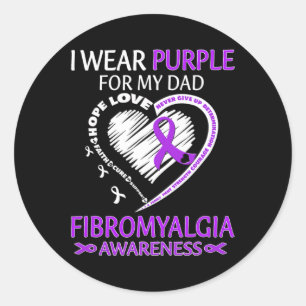 Pegatina Redonda Usa Púrpura Para Mi Papá - Conciencia De Fibromial