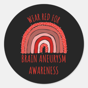 Pegatina Redonda Usa Rojo Para Concienciar Sobre El Aneuralismo Cer