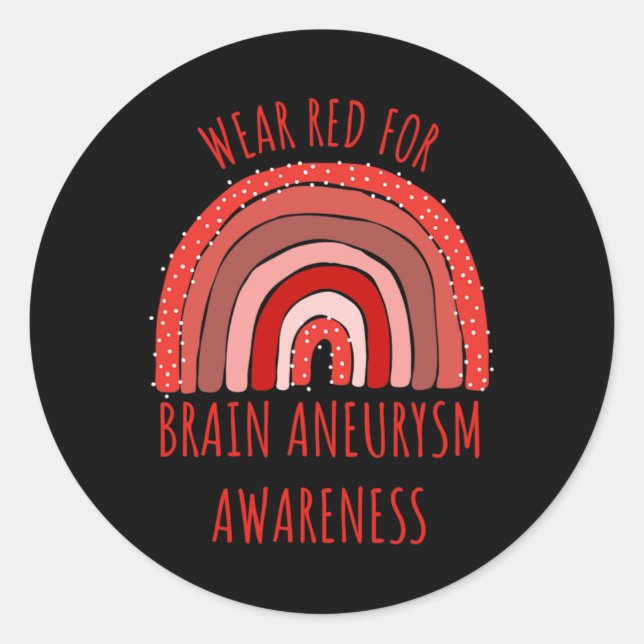 Pegatina Redonda Usa Rojo Para Concienciar Sobre El Aneuralismo Cer (Anverso)
