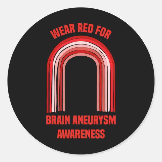 Pegatina Redonda Usa Rojo Para Concienciar Sobre El Aneuralismo Cer (Anverso)