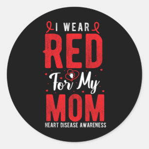 Pegatina Redonda Usa Rojo Para Mi Madre Mes De Concienciación Sobre