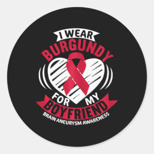 Pegatina Redonda Usa Rojo Para Novio Aneuralismo Cerebro Sensibiliz