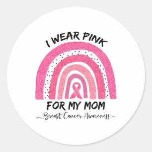 Pegatina Redonda Usa Rosa Para Concienciar A Mi Mamá Sobre El Cánce