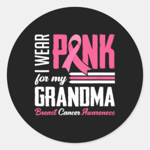 Pegatina Redonda Usa Rosa Para Mi Abuela Conciencia Sobre El Cáncer