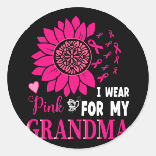 Pegatina Redonda Usa Rosa Para Mi Abuela Conciencia Sobre El Cáncer
