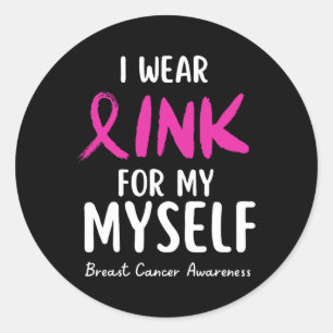Pegatina Redonda Usa Rosa Para Mi Conciencia Sobre El Cáncer De Mam