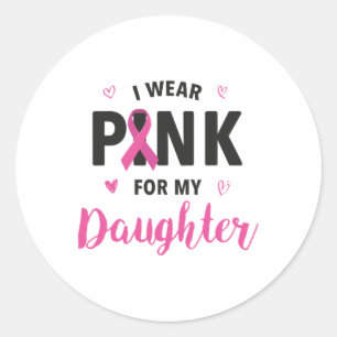 Pegatina Redonda Usa Rosa Para Mi Hija Concienciación Sobre El Cánc