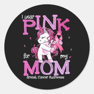 Pegatina Redonda Usa Rosa Para Mi Mamá Camisa Concienciación Sobre 