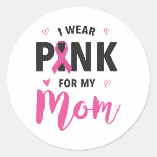 Pegatina Redonda Usa Rosa Para Mi Mamá Concienciación Sobre El Cánc