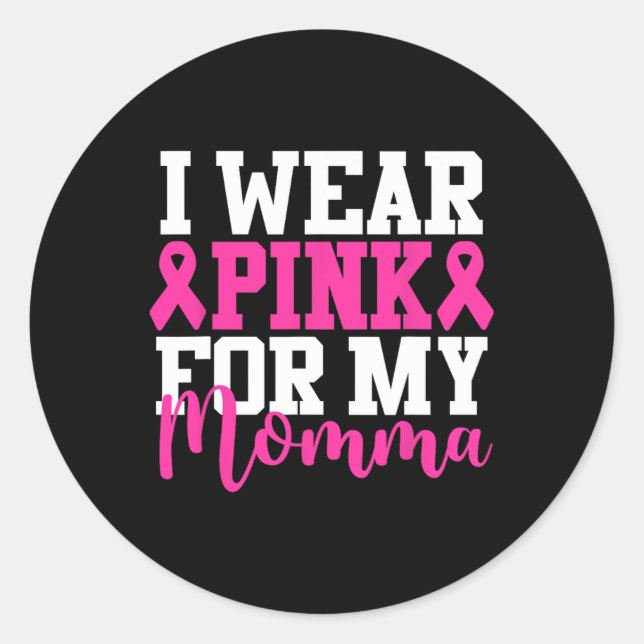 Pegatina Redonda Usa Rosa Para Mi Mami Conciencia Sobre El Cáncer D (Anverso)