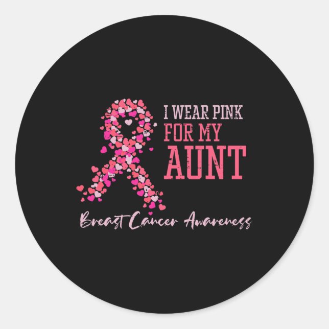 Pegatina Redonda Usa Rosa Para Mi Tía Cáncer De Mama (Anverso)