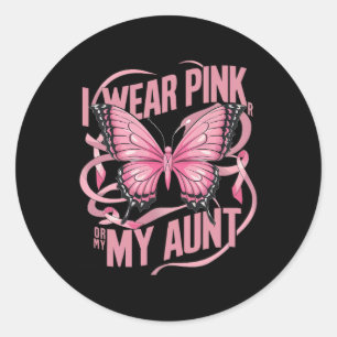Pegatina Redonda Usa Rosa Para Mi Tía Conciencia Sobre El Cáncer De