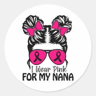 Pegatina Redonda Usa Rosa Para Mis Chicas Nana Messy Bun Toddler Pi