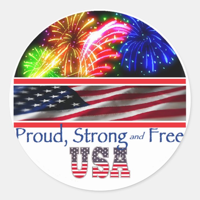 Pegatina Redonda USA Strong (Anverso)