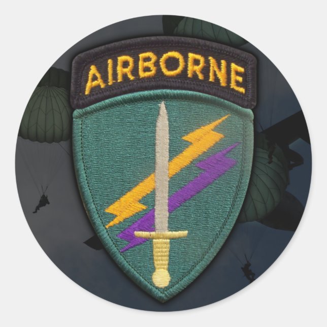 Pegatina Redonda USACAPOC(A) Operaciones Psicológicas Especiales (Anverso)