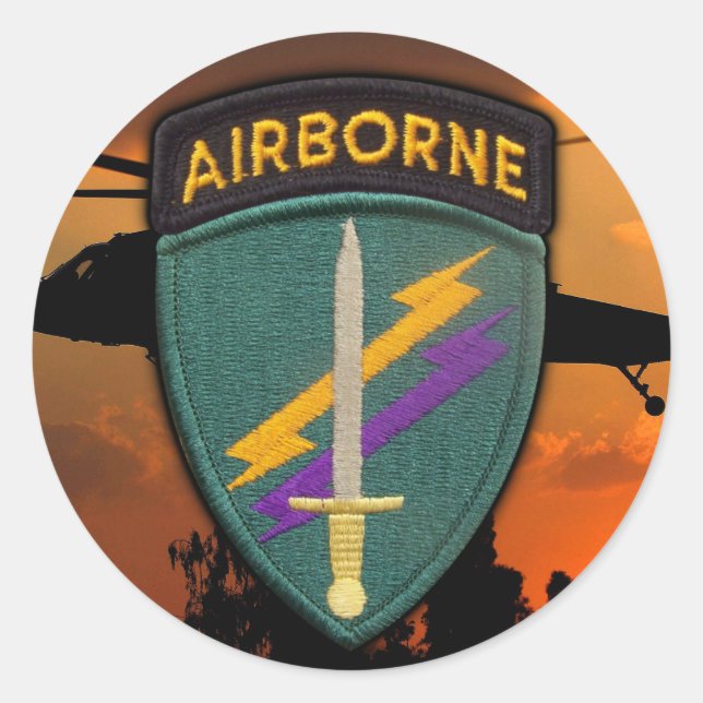 Pegatina Redonda USACAPOC(A) Parche especial Ops Veterans Vets (Anverso)