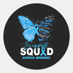 Pegatina Redonda Usamos Alopecia De Apoyo A La Mariposa Azul