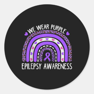 Pegatina Redonda Usamos Arcoiris De Leopardo Púrpura Para Epilepsy 