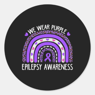 Pegatina Redonda Usamos Arcoiris De Leopardo Púrpura Para Epilepsy