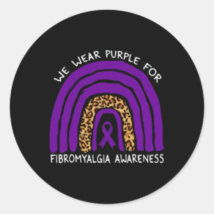 Pegatina Redonda Usamos Arcoiris Púrpura Para Concienciar Sobre Fib