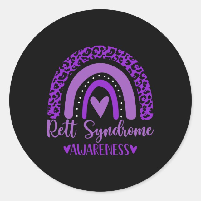 Pegatina Redonda Usamos Awsewome Purple Rainbow Para El Síndrome Re (Anverso)