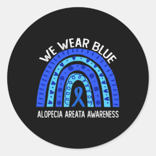 Pegatina Redonda Usamos Azul Para Concienciación Alopecia Areata