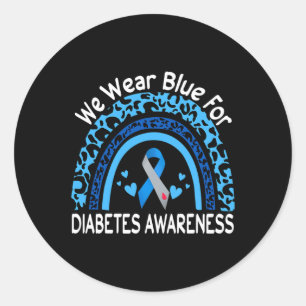Pegatina Redonda Usamos Azul Para Diabetes Leopard Rainbo